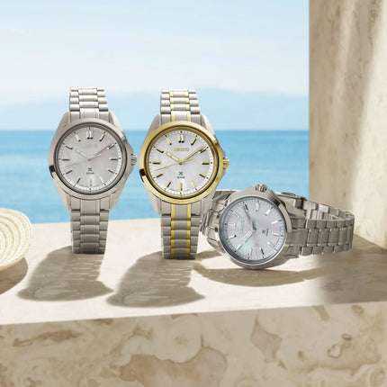 Seiko Prospex SUR608J1 Ladies Sea Marine Mother Of Pearl Dial Dual Tone Stainless Steel Strap