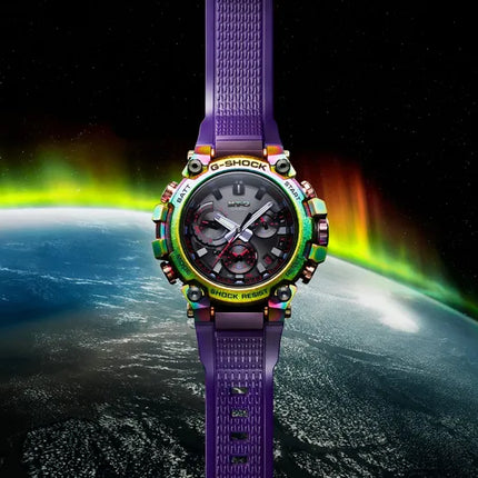 Casio G-Shock MT-G MTG-B3000PRB-1ADR Aurora Borealis Black Dial Translucent Purple Resin Band