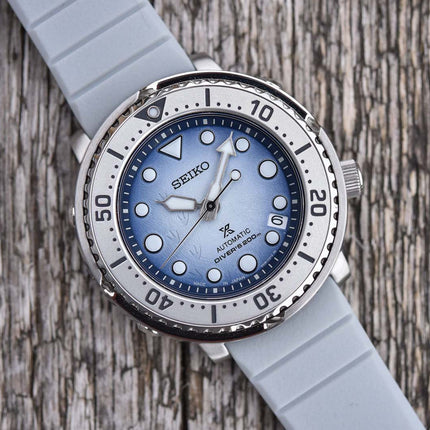Seiko Prospex SRPG59K1 Save The Ocean Penguin Baby Tuna Automatic Divers 200M White Rubber Strap