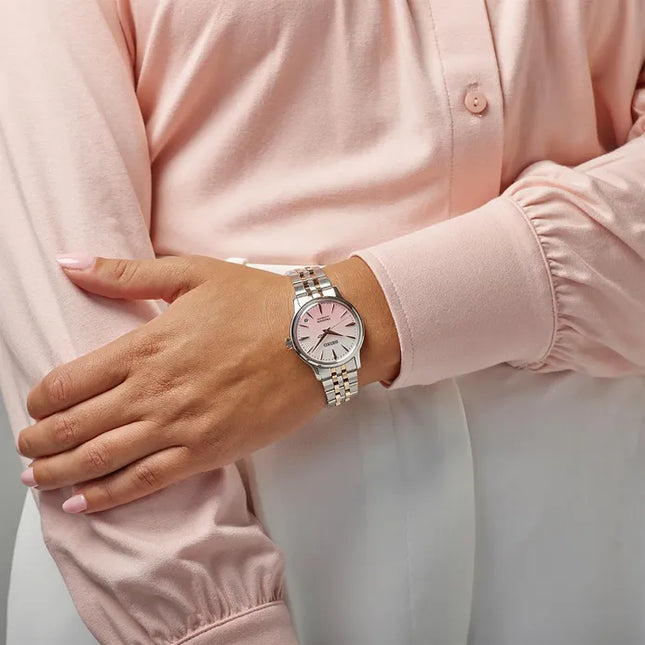 Seiko Presage SRPM06J1 Cocktail Time Springtime Pink Dial Dual Tone St Steel Strap Limited Edition