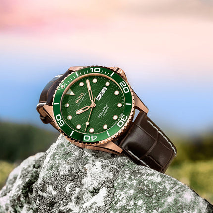 MIDO Ocean Star 200C M042.430.36.091.00 Men Automatic Green Dial Brown Leather Strap