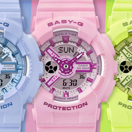 Casio Baby-G BA-110YK-4ADR Y2K Inspired Digital Analog Dial Pink Resin Band