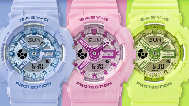 Casio Baby-G BA-110YK-4ADR Y2K Inspired Digital Analog Dial Pink Resin Band