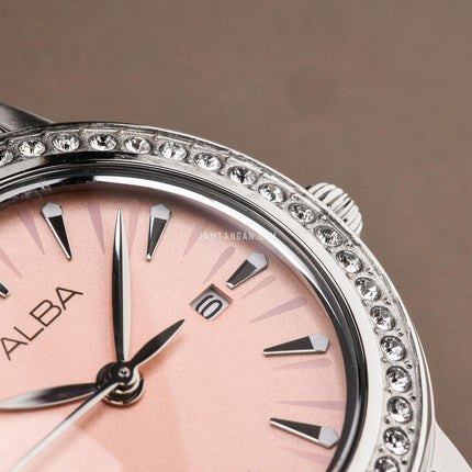 Alba AH7DL5X1 Ladies Pink Dial Stainless Steel Strap