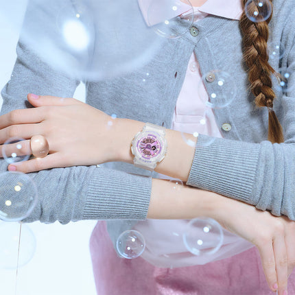 Casio Baby-G BA-110PS-7ADR Ladies Purple Digital Analog Dial Transparent Resin Band
