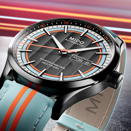 Mido Multifort M038.431.36.051.00 Chronometer Black Dial Dual Tone Leather Strap + Extra Strap