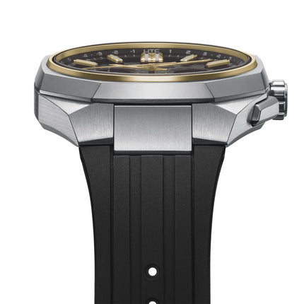 Seiko Astron HAB003J1 GPS Solar Dual Time Chronograph Titanium Black Dial Black Silicone Strap