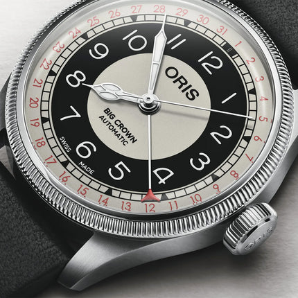 Oris Big Crown 01-754-7779-4061-07-5-19-25 Pointer Date Bullseye Multicoloured Dial Leather Strap