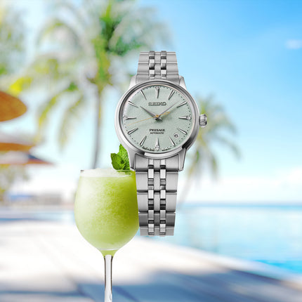 Seiko Presage SRPL63J1 Frozen Mojito Diamond Cocktail Green Dial Stainless Steel Strap