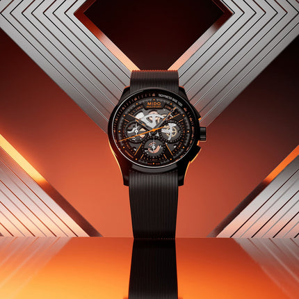 MIDO Multifort M038.662.37.050.00 Skeleton Chronograph Black Rubber Strap