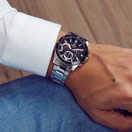 Casio Edifice EFV-570D-1AVUDF Chronograph Men Black Dial Stainless Steel Strap