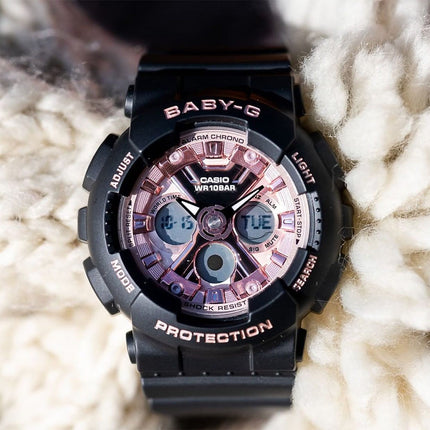 Casio Baby-G BA-130-1A4DR Dansque Pink Digital Analog Dial Black Resin Band