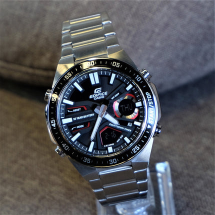 Casio Edifice EFV-C110D-1A4VDF Black Digital Analog Dial Stainless Steel Band