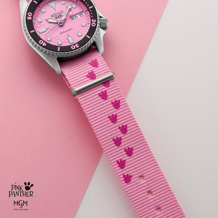 Seiko 5 Sports x Pink Panther SRPM07K1 Pink Dial Stainless Strap Limited Edition + Extra Strap