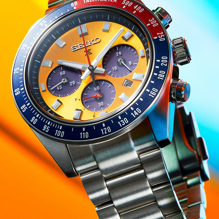 Seiko Prospex SSC947P1 Speedtimer Pogue Solar Chronograph Orange Dial Stainless Steel Strap