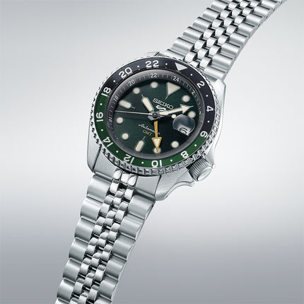 Seiko 5 Sports SSK035K1 SKX Series Automatic GMT Sprite Green Black Dial Stainless Steel Strap