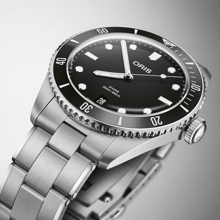 Oris Divers Date 01-733-7795-4054-SET Men Black Dial Stainless Steel Strap + Extra Strap