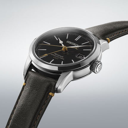 Seiko Presage SPB447J1 GMT Craftsmanship Series Urushi Black Lacquer Dial Black Leather Strap
