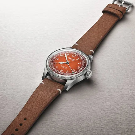 Oris x Cervo Volante Big Crown 01-754-7785-4068-LS Pointer Date Orange Dial Brown Leather Strap