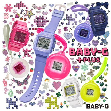 Casio Baby-G + Plus BGD-10K-6DR 30th Anniversary Digital Dial Purple Resin Band + Case Holder Set 