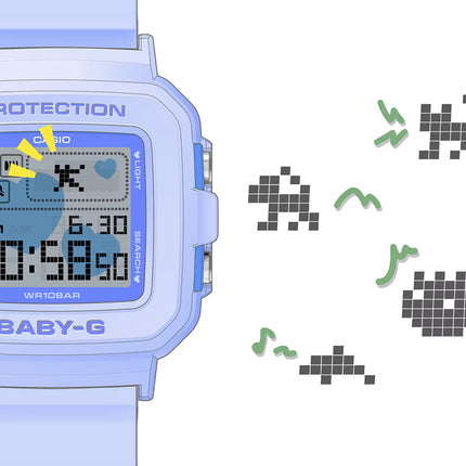 Casio Baby-G + Plus BGD-10KH-2BDR Digital Dial Light Purple Resin Band + Case Holder Set