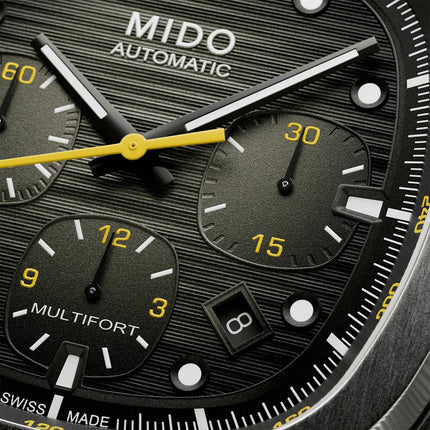 MIDO Multifort TV M049.527.11.081.00 Men Chronograph Black Dial Stainless Steel Strap + Extra Strap