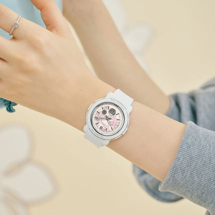 Casio Baby-G BGA-290FL-7ADR Flower Digital Analog Dial White Resin Band