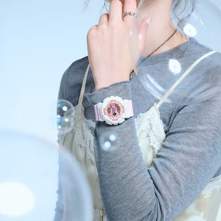 Casio Baby-G BA-110PD-4ADR Ladies Blue Digital Analog Dial Pink Resin Band