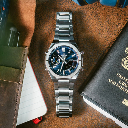Casio Edifice ECB-S10D-2ADF Smartphone Link Model Blue Digital Analog Dial Stainless Steel Band
