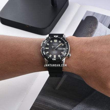 Alba Mechanical AL4641X1 Automatic Men Grey Gradient Dial Black Rubber Strap