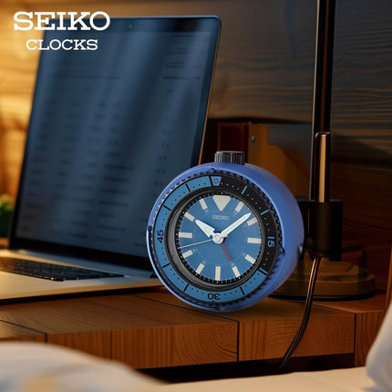Seiko Bedside Alarm Clock QHE207E Fidget Spinner 9.7cm Blue Dial