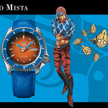 Seiko 5 Sports X Jojo Bizarre Adventure SBSA031 Guido Mista Leather Strap Limited Edition (JDM)