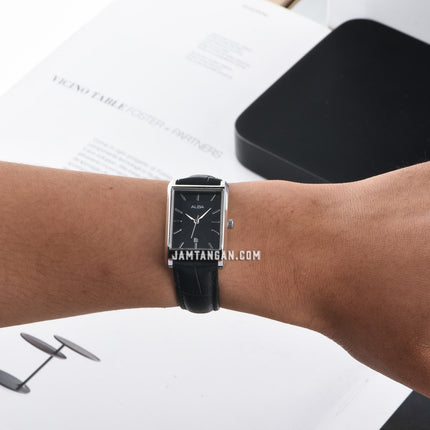 Alba Fashion AH7DH5X1 Ladies Black Dial Black Leather Strap