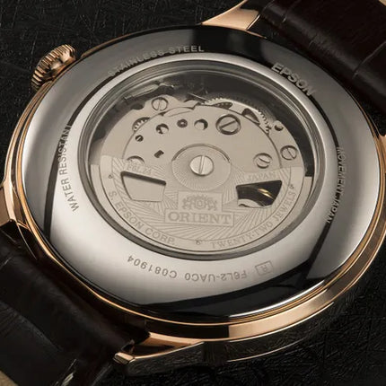 Orient Classic RA-AS0102S Automatic Sun & Moon Open Heart White Dial Brown Leather Strap