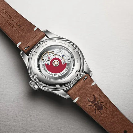 Oris x Cervo Volante Big Crown 01-754-7785-4068-LS Pointer Date Orange Dial Brown Leather Strap