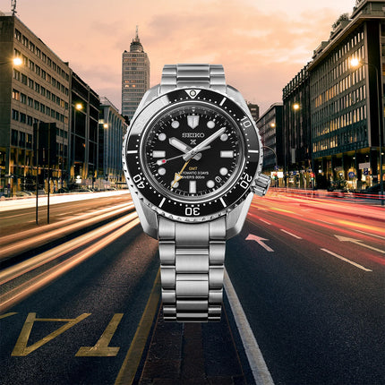 Seiko Prospex HBC002J1 Baby Marinemaster GMT Divers 300M Black Dial Stainless Steel Strap