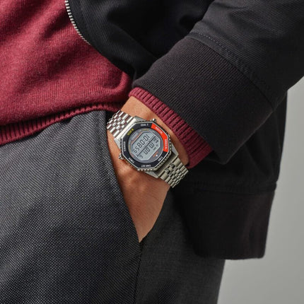 Seiko SMGG19P1 Rotocall Reissue Digital Quartz Watch in Red & Black Stainless Steel Strap