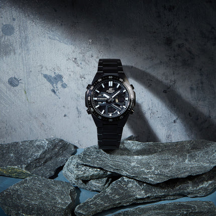 Casio Edifice EFV-C110DC-1ADF Black Digital Analog Dial Black Stainless Steel Band