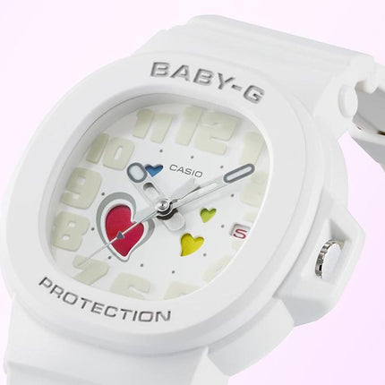 Casio Baby-G BGA-10-7ADR Playful Hearts Series Analog Dial White Resin Band