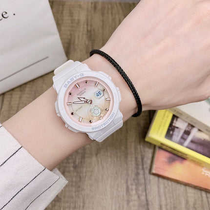 Casio Baby-G BGA-250-7A2DR Beach Traveler Series Digital Analog Dial White Resin Band