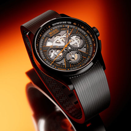 MIDO Multifort M038.662.37.050.00 Skeleton Chronograph Black Rubber Strap