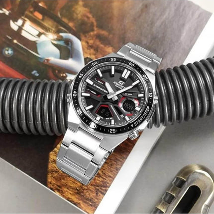 Casio Edifice EFV-C110D-1A4VDF Black Digital Analog Dial Stainless Steel Band