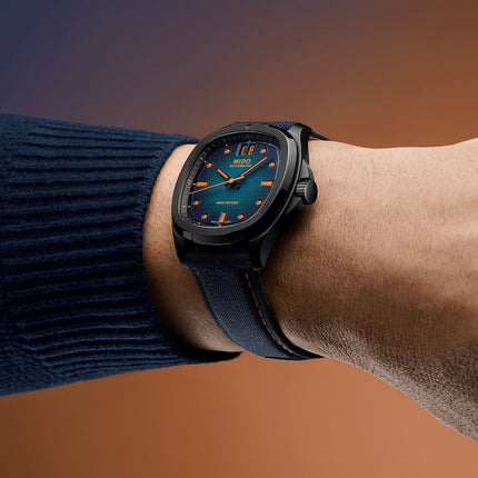 MIDO Multifort TV Big Date M049.526.37.041.00 Blue Gradient Dial Blue Fabric Strap