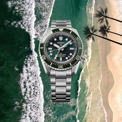 Seiko Prospex HBC001J1 Baby Marinemaster GMT Divers 300M Green Dial Stainless Steel Strap