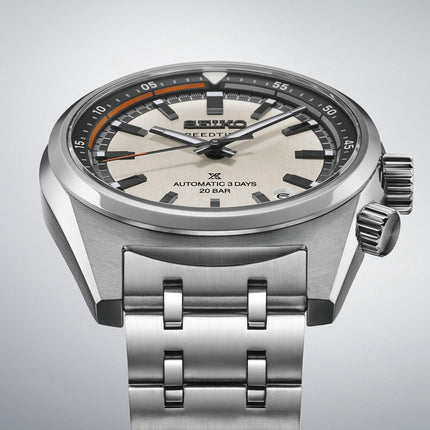 Seiko Prospex SPB513J1 Speedtimer 6R Compact Countdown In Grey-White Contras Stainless Steel Strap