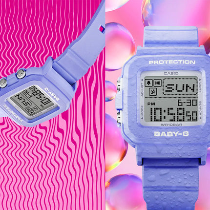 Casio Baby-G + Plus BGD-10KH-2BDR Digital Dial Light Purple Resin Band + Case Holder Set
