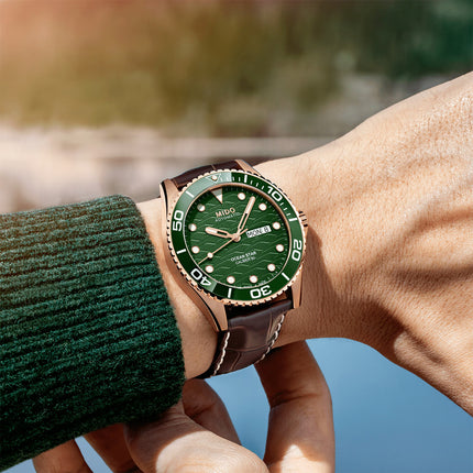 MIDO Ocean Star 200C M042.430.36.091.00 Men Automatic Green Dial Brown Leather Strap