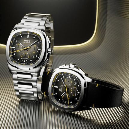 MIDO Multifort TV M049.527.11.081.00 Men Chronograph Black Dial Stainless Steel Strap + Extra Strap