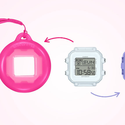 Casio Baby-G + Plus BGD-10K-6DR 30th Anniversary Digital Dial Purple Resin Band + Case Holder Set 