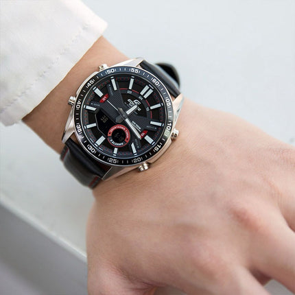 Casio Edifice EFV-C100L-1AVDF Chronograph Men Black Dial Black Leather Band